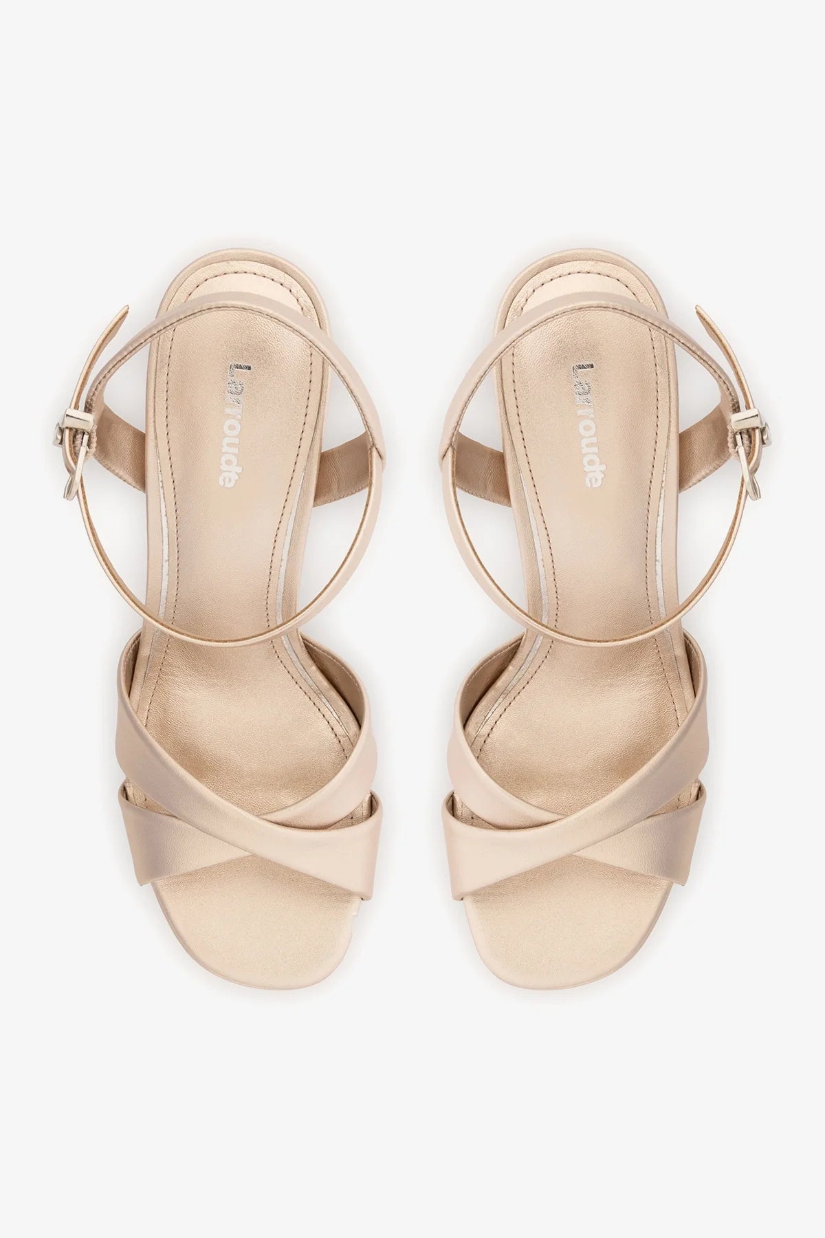 Bianca High Platform Sandal In Champagne Metallic Leather