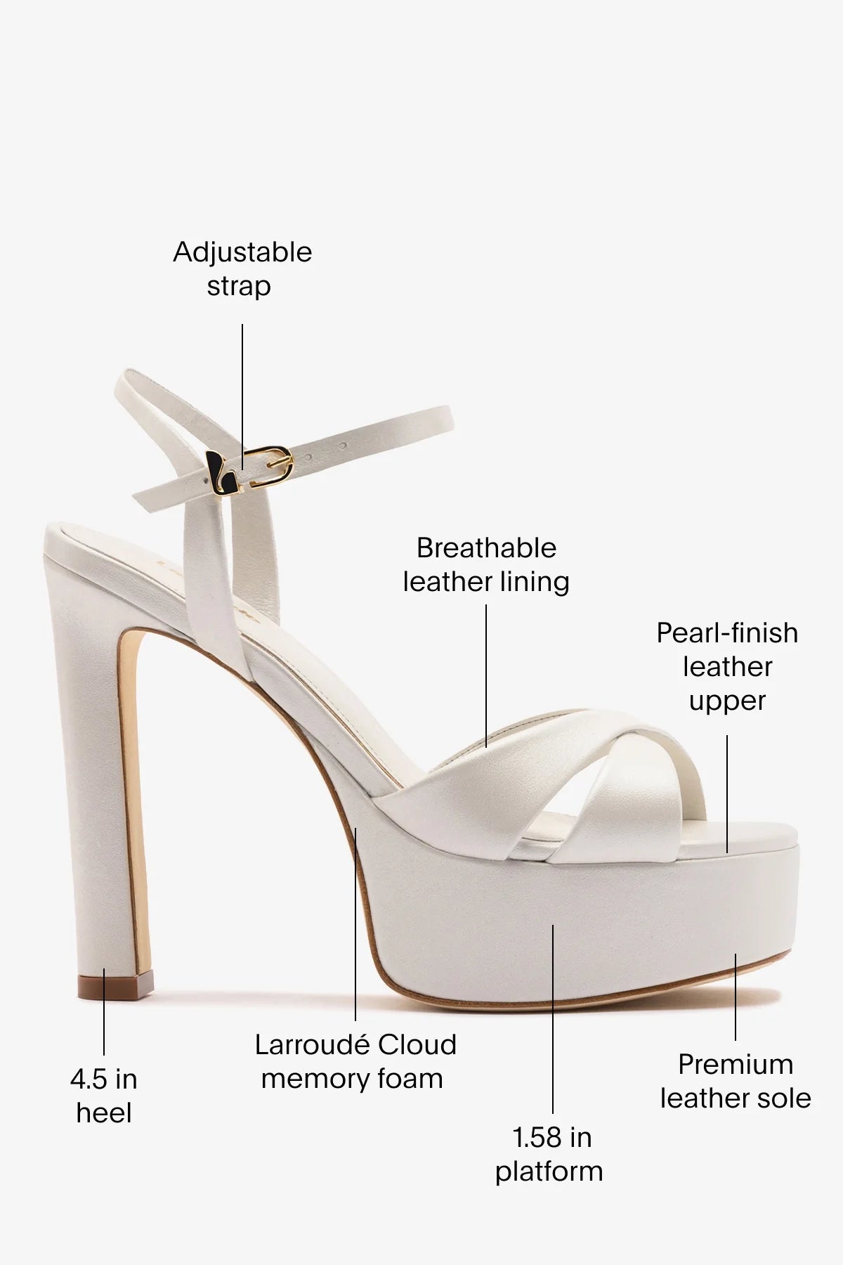Bianca High Platform Sandal In Pearl Leather