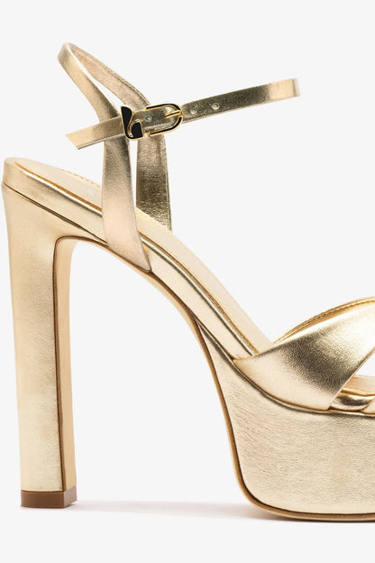 Bianca High Platform Sandal In Platina Metallic Leather