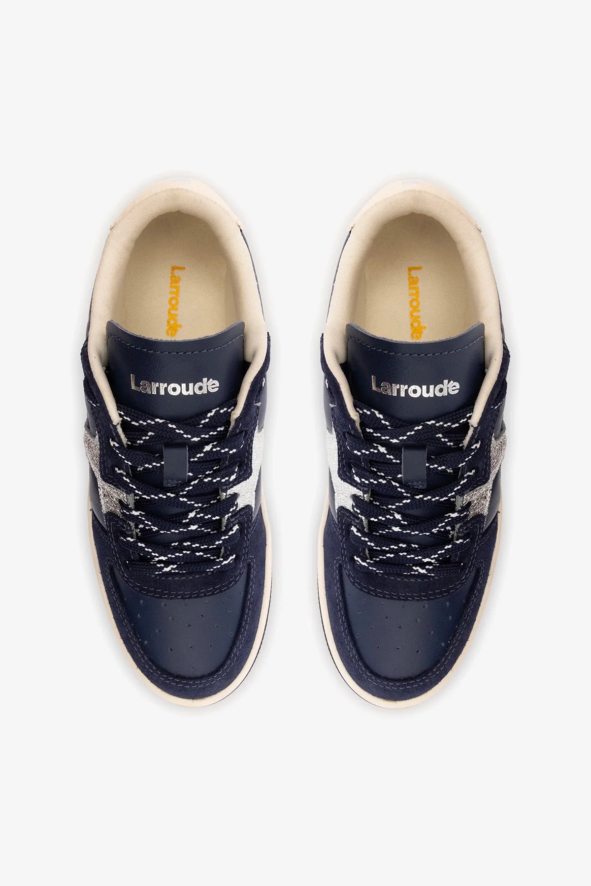 George Sneaker In Navy Suede and Silver Sparkle Leather