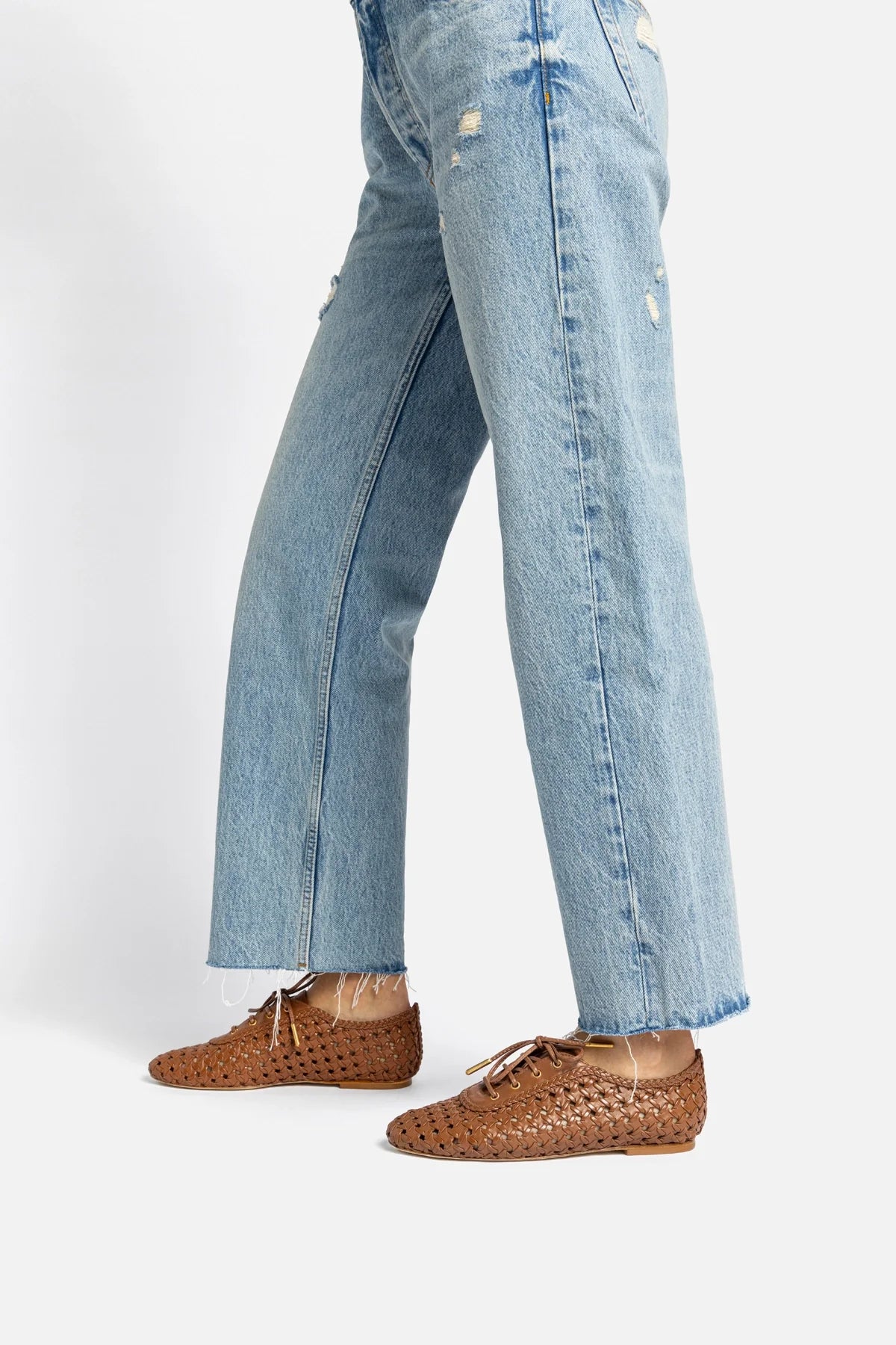 Liza Macrame Sneaker In Caramel Leather