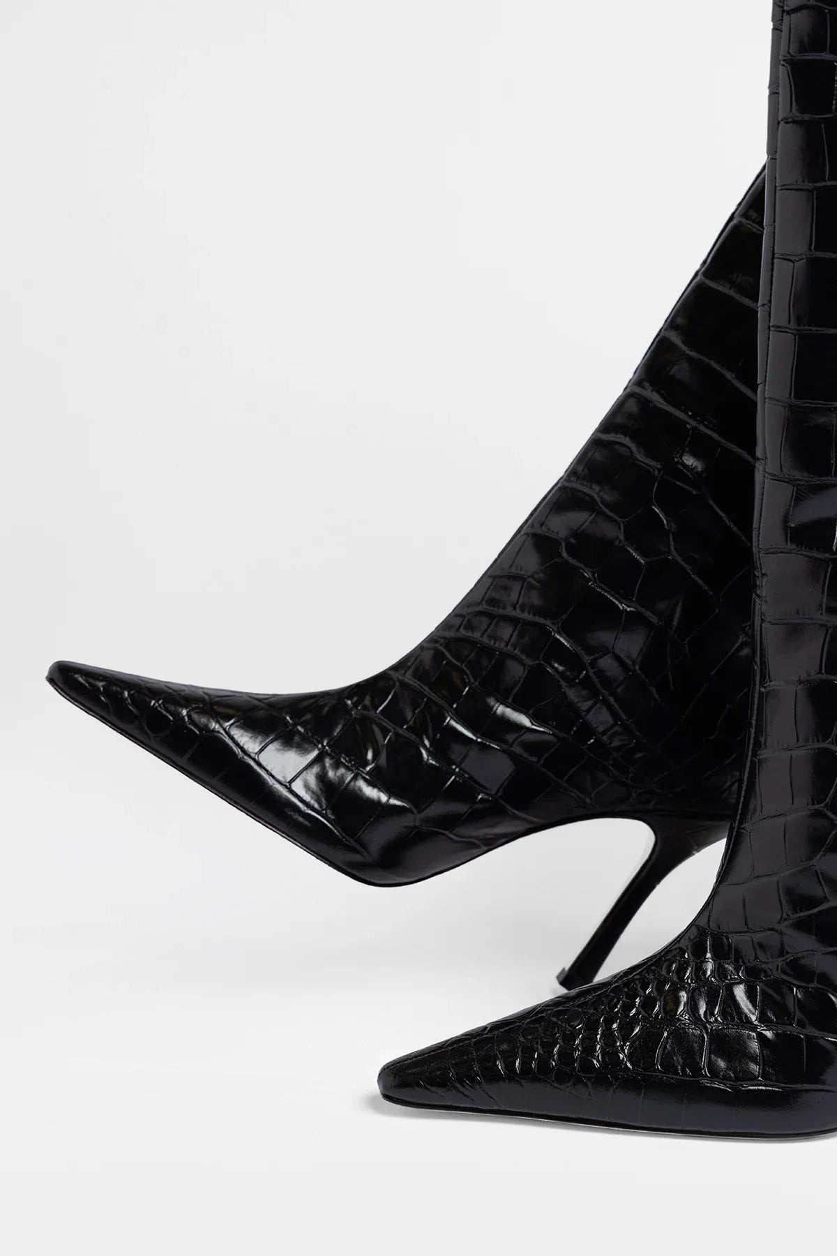 Carine Boot Black Croco Patent Leather