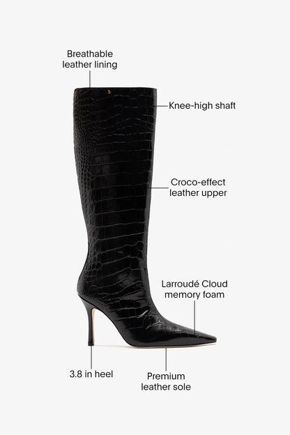 Carine Boot Black Croco Patent Leather