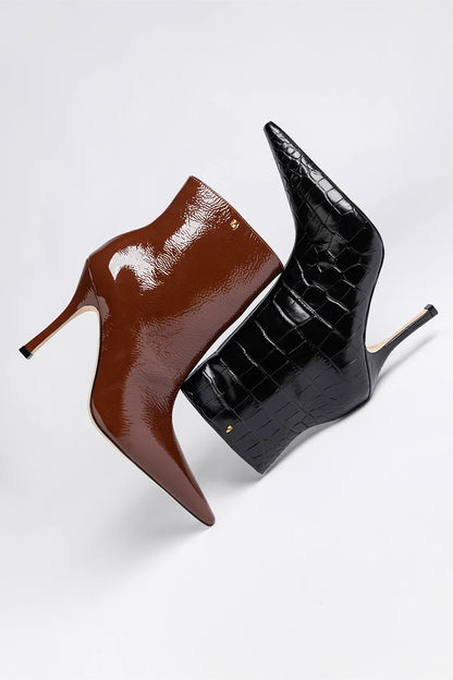 Mini Carine Boot Black Croco Leather