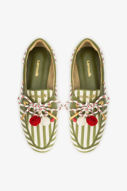 Cyprus Boat Shoe Seaweed Striped Canva