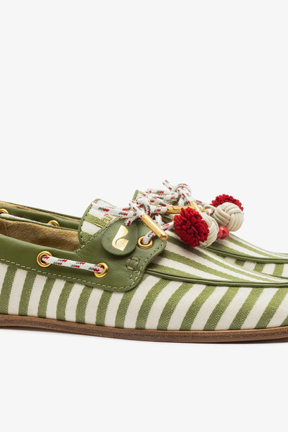 Cyprus Boat Shoe Seaweed Striped Canva