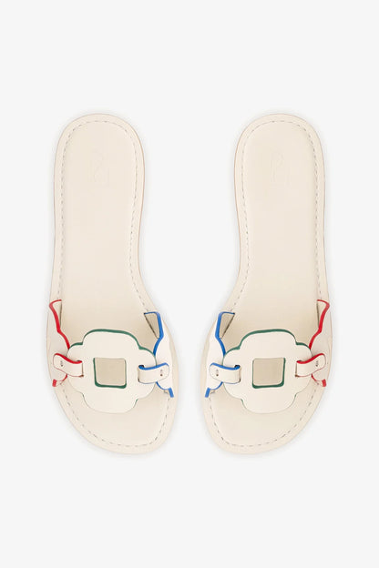 Margherita Slide In Ivory Leather
