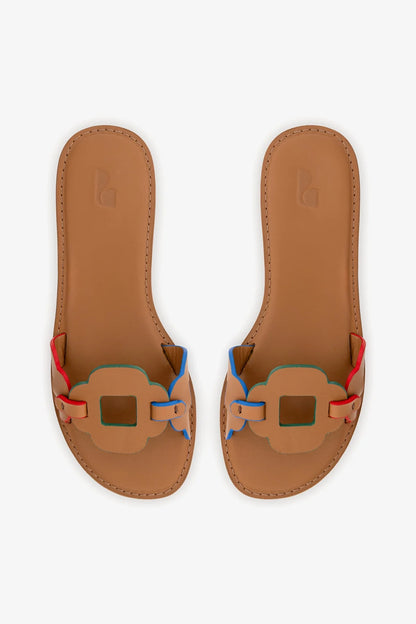 Margherita Slide In Caramel Leather