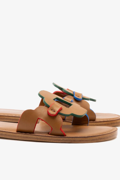 Margherita Slide In Caramel Leather