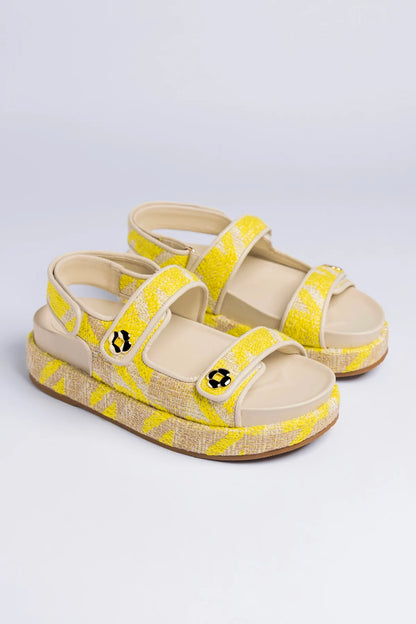 Jetty Sandal Yellow Printed Fabric