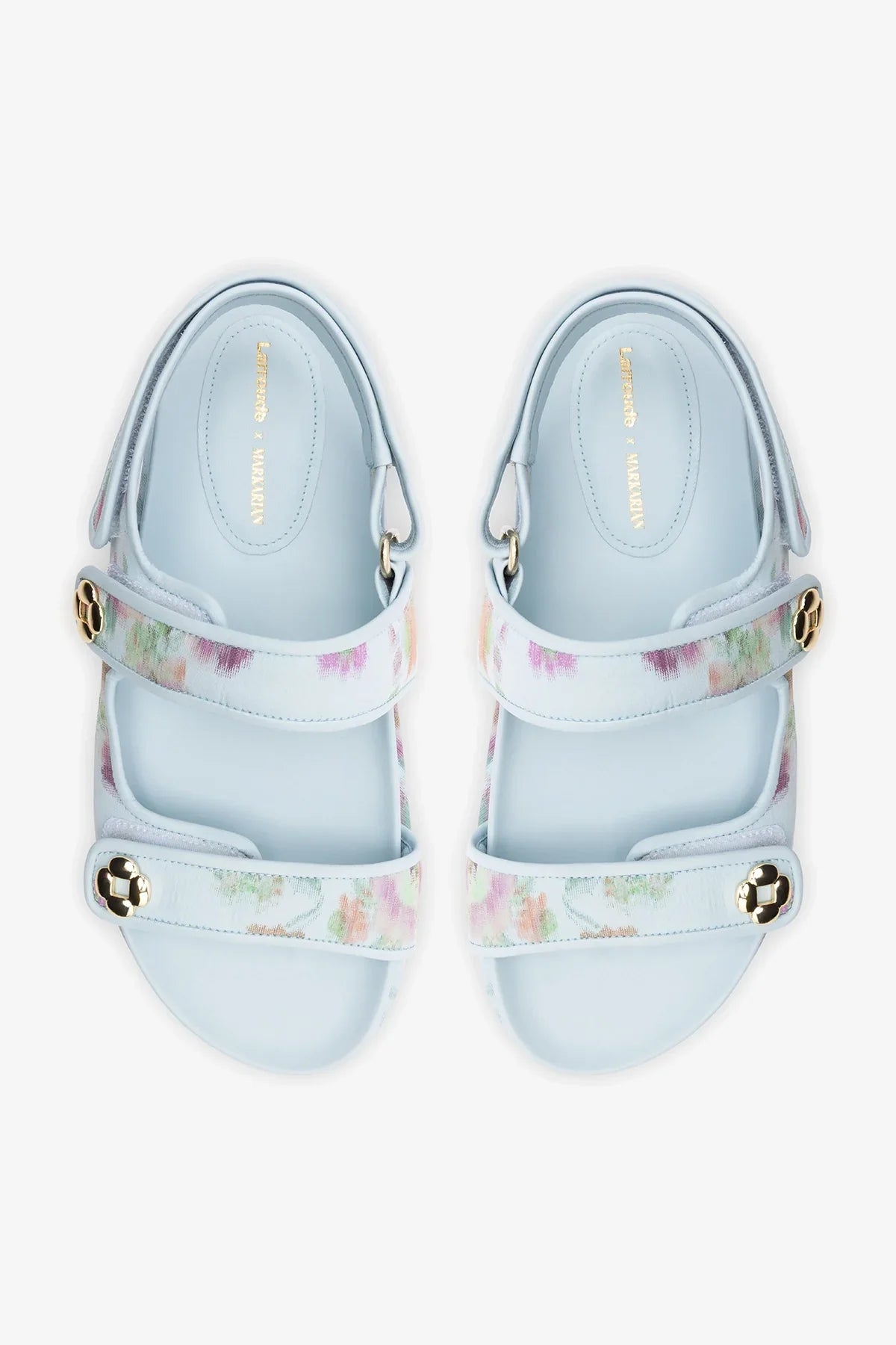 Larroudé x Markarian: Jetty Sandal Apple Blue Floral Ikat