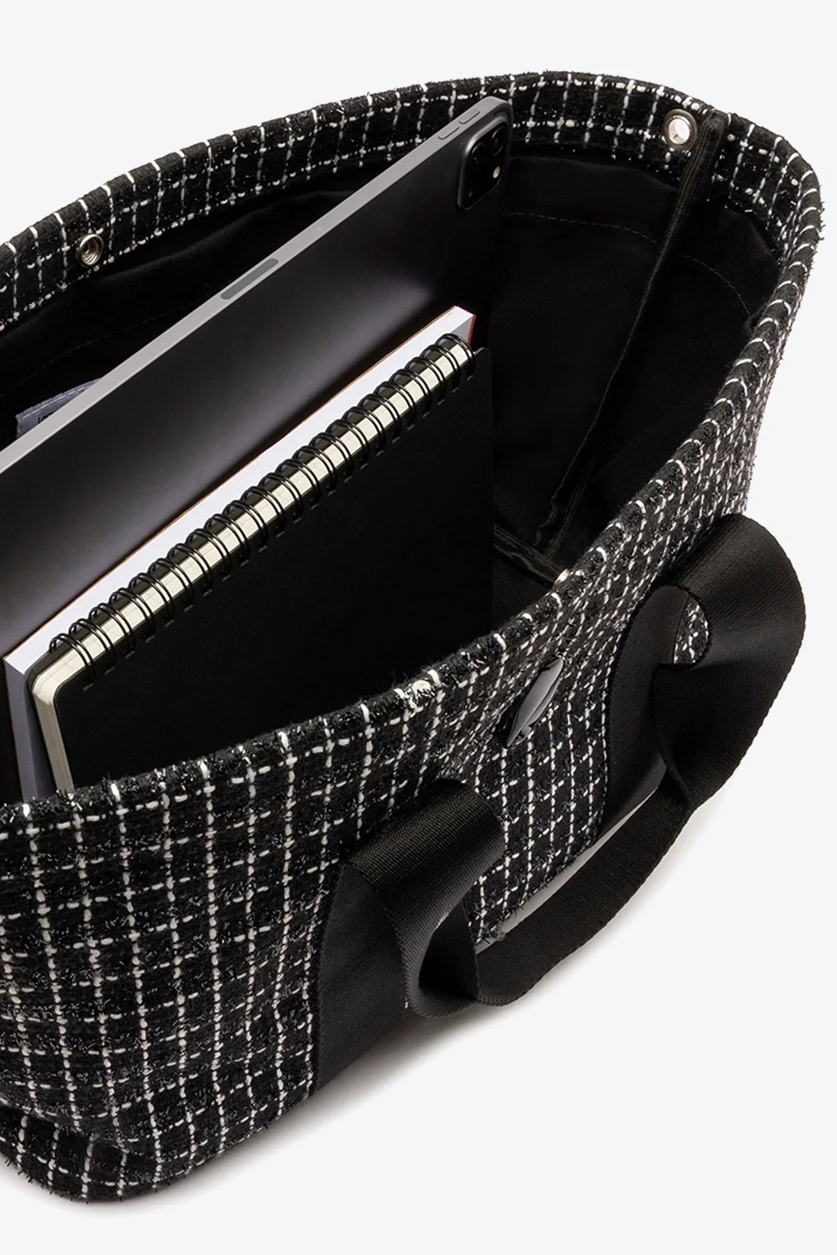 Americana Tote Bag In Black Milano Tweed