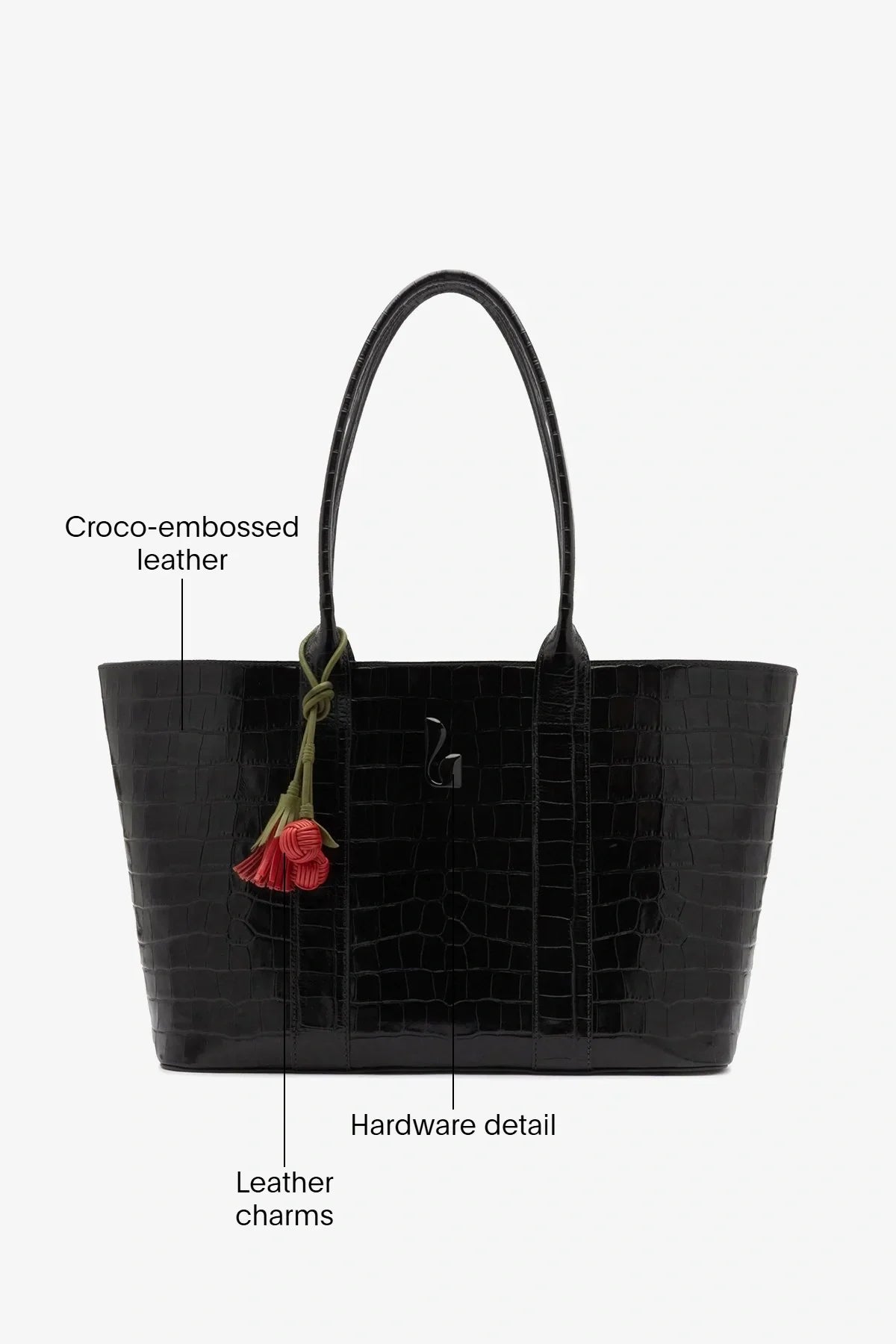 City Tote Bag Black Croco Leather