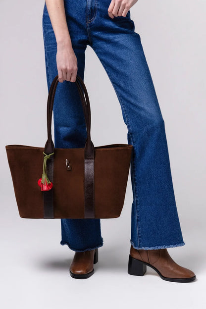 City Tote Bag Brown Suede