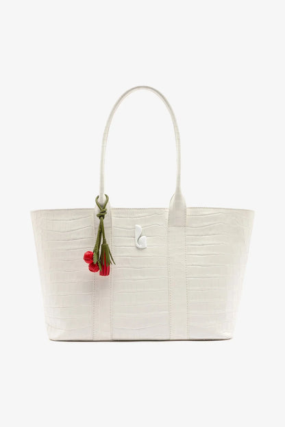 City Tote Bag White Croco Leather
