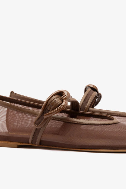 Verona Mesh Ballet Flat Burnt Umber Leather