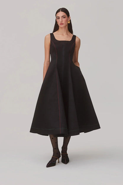 Sophia Dress In Black Satin