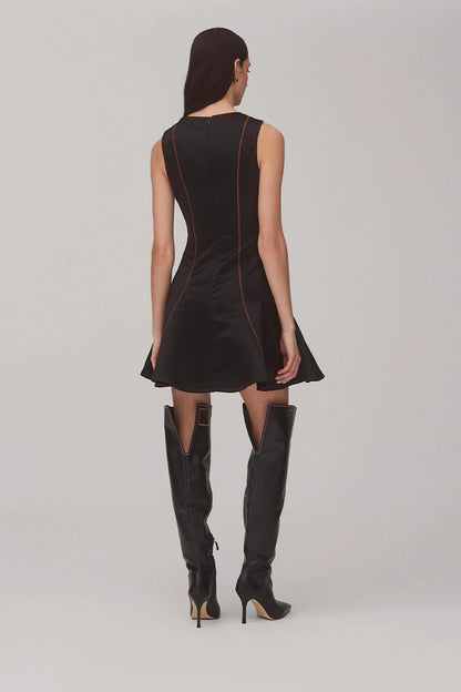 Sarah Dress In Black Satin