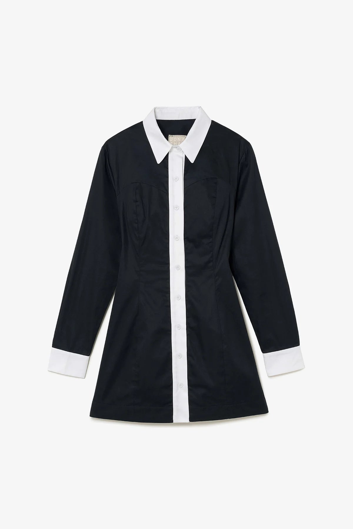 Annie Bustier Dress In Black and White Percale