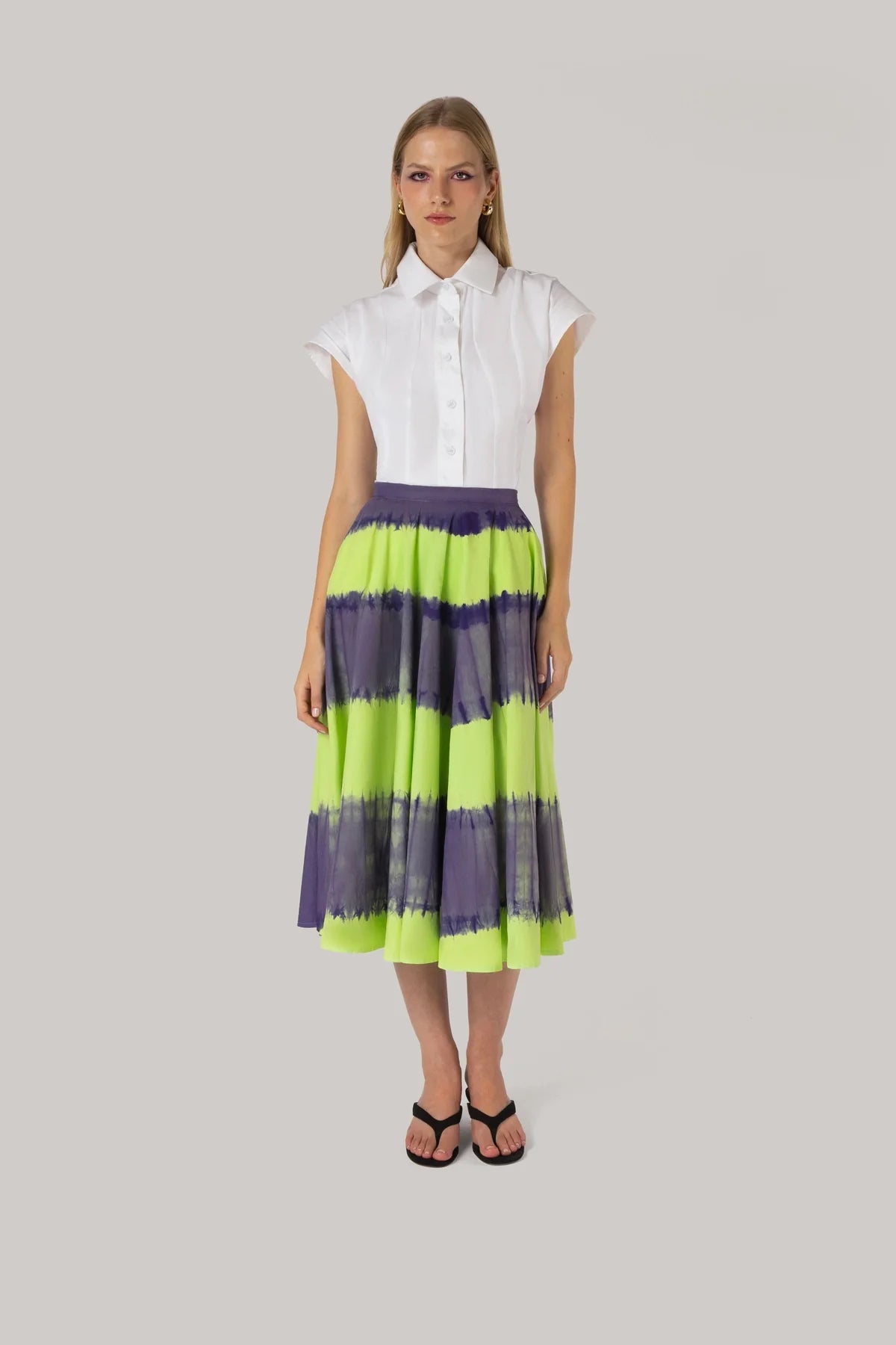Sharon Skirt Purple and Green Tie Dye Cotton
