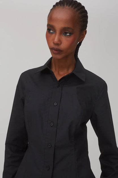Eva Bustier Top In Black Percale
