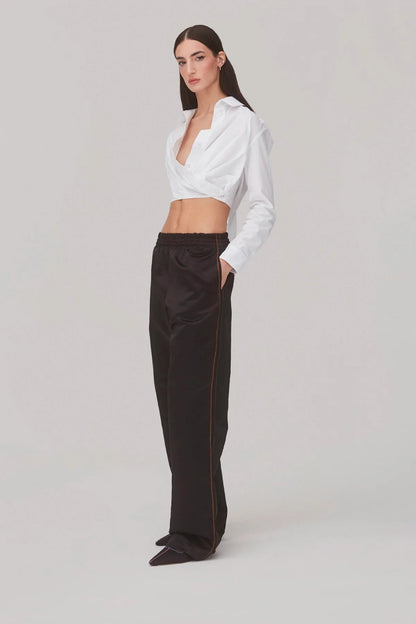 Rose Wrap Top In White Cotton