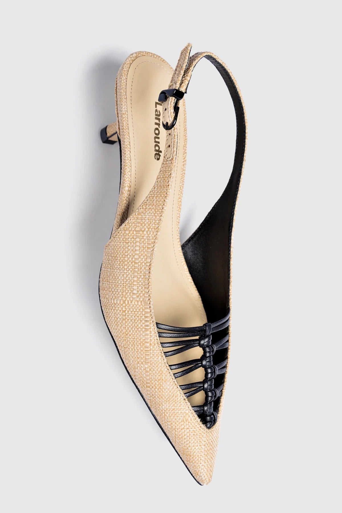 Nara Pump In Beige Raffia and Black Leather