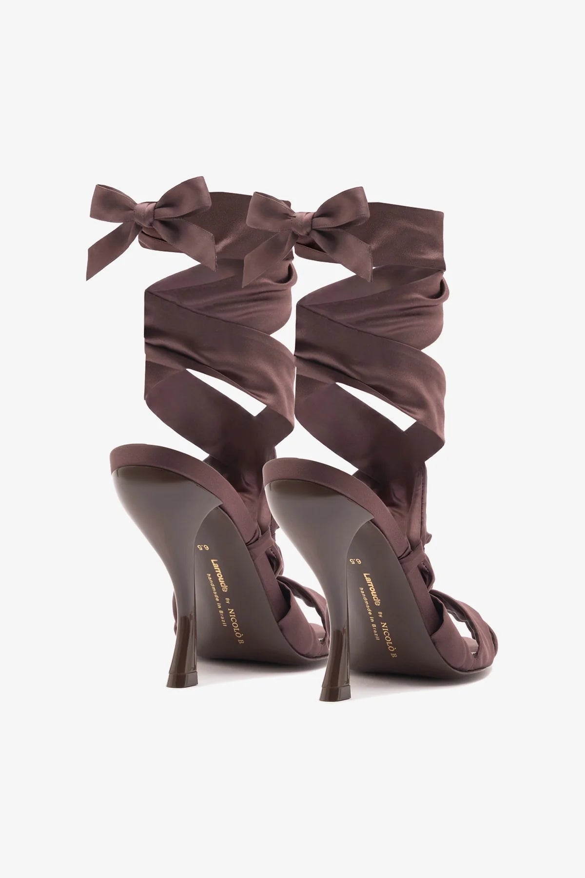 Larroudé x Nicolò B.: Dani Sandal Mahogany Satin