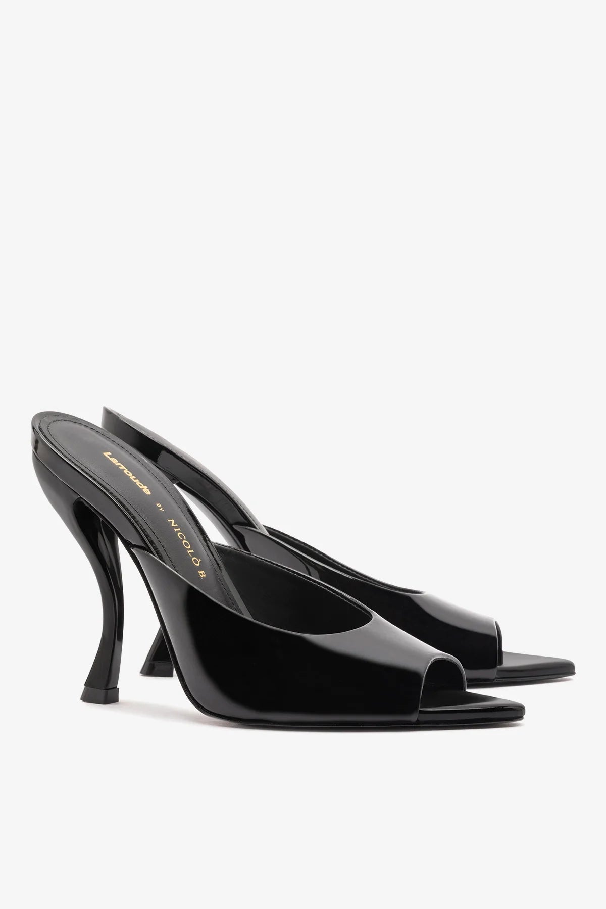 Larroudé x Nicolò B.: Malibu Mule Black Patent Leather