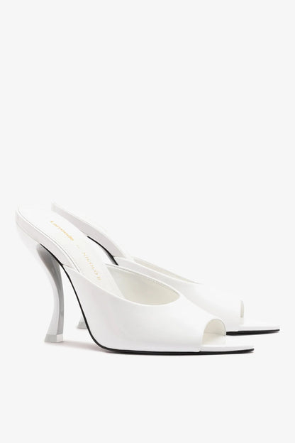 Larroudé x Nicolò B.: Malibu Mule White Patent Leather