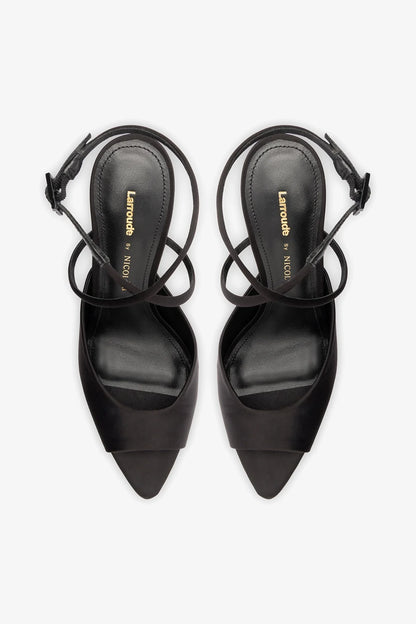 Larroudé x Nicolò B.: Lola Sandal Black Satin