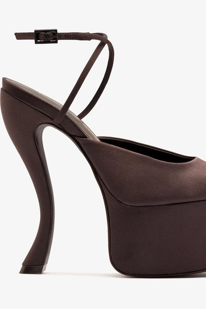 Larroudé x Nicolò B.: Lola Sandal Mahogany Satin