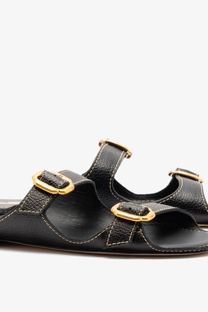 Amalfi Flat Black Leather