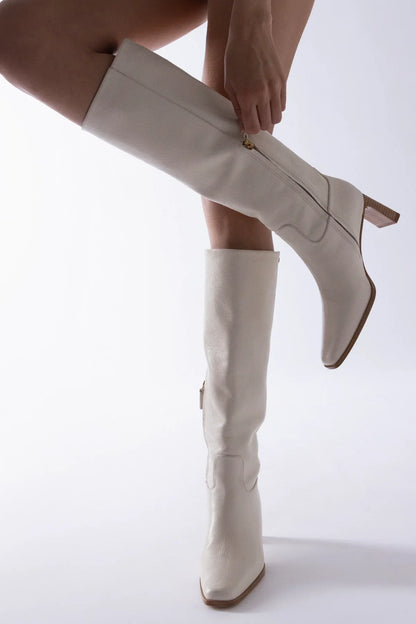 Alexis Boot Ivory Leather