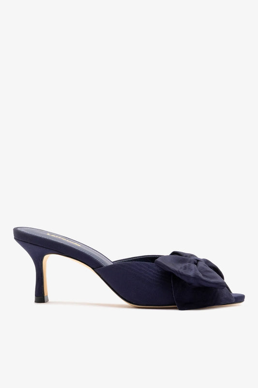 Elle Peep Toe Mule Navy Silk