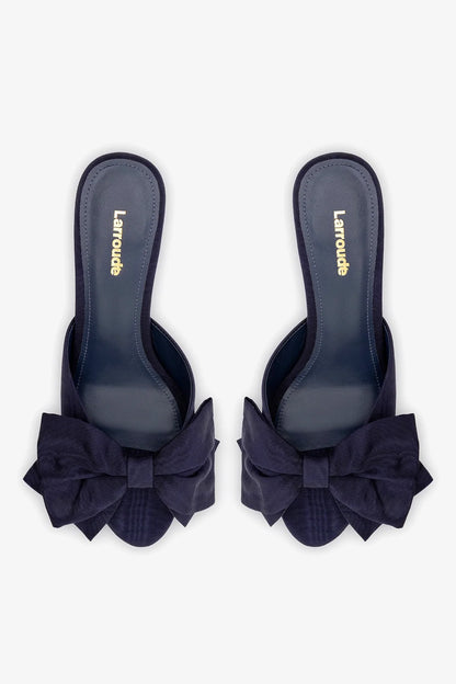 Elle Peep Toe Mule Navy Silk