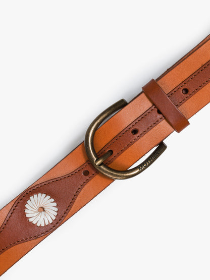 The 2 Tone Leather Belt - Natural And Cognac