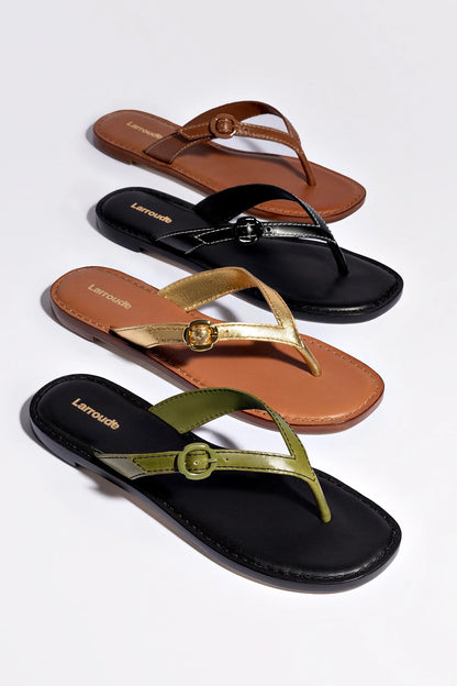 Mary Kate Flat Sandal In Black Leather