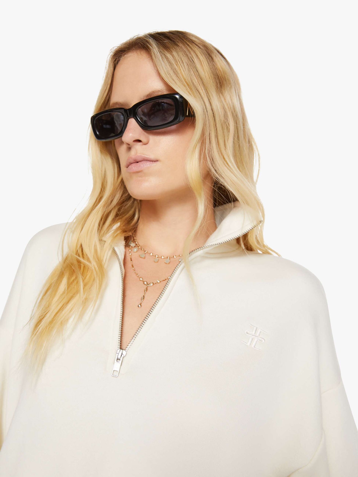 Eterne Cropped Half-Zip Sweatshirt - Cream