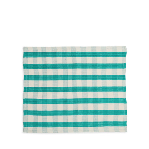 Cotton Check Placemat in Green & Off-White