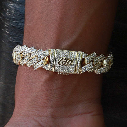 Diamond Prong Link Bracelet in Yellow Gold - 12mm