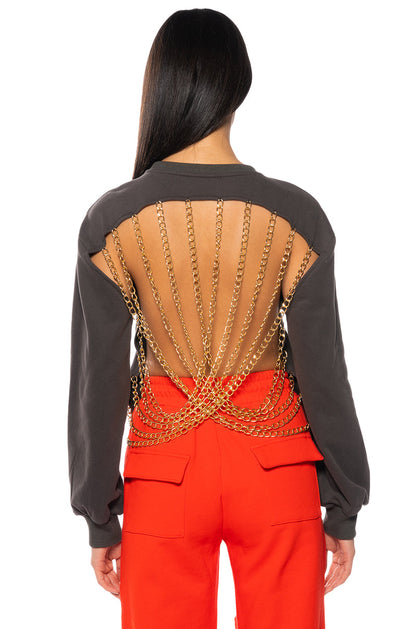 ALL THE THINGS RHINESTONE DETAIL SWEATSHIRT